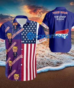 Custom Name Trump Angry North Carolina Hawaiian Shirt Baby Trump Pointing USA Flag Gift For Fans Trump Votes