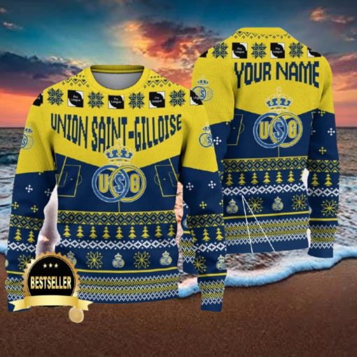 Custom Name Union Saint Gilloise Ugly Christmas Sweater New Logo Gift For Men And Women Fans