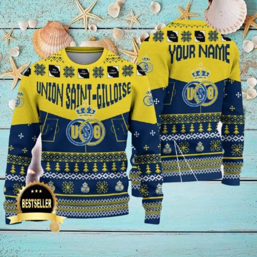 Custom Name Union Saint Gilloise Ugly Christmas Sweater New Logo Gift For Men And Women Fans