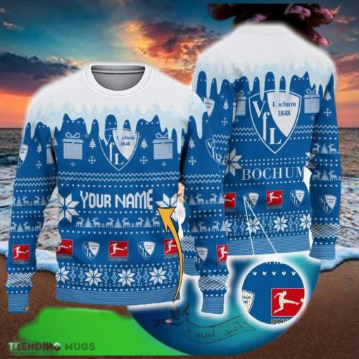 Custom Name VfL Bochum 1848 Knitted Xmas Sweater AOP Gift Holidays