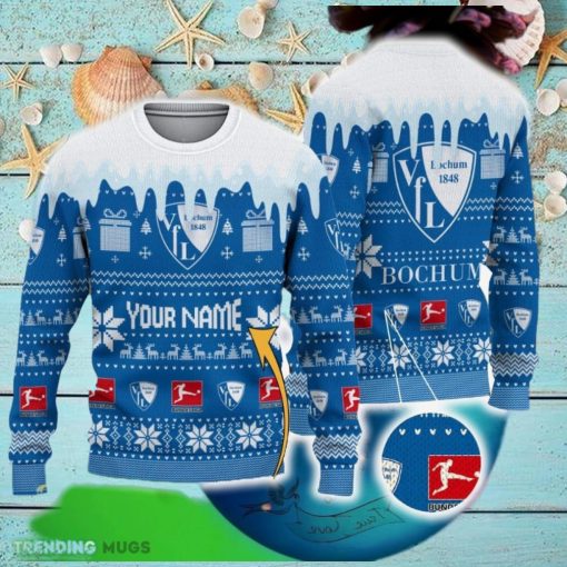 Custom Name VfL Bochum 1848 Knitted Xmas Sweater AOP Gift Holidays