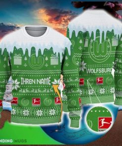 Custom Name VfL Wolfsburg Ugly Christmas 3D Sweater Gift For Men And Women