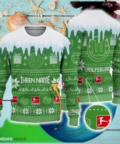 Custom Name VfL Wolfsburg Ugly Christmas 3D Sweater Gift For Men And Women