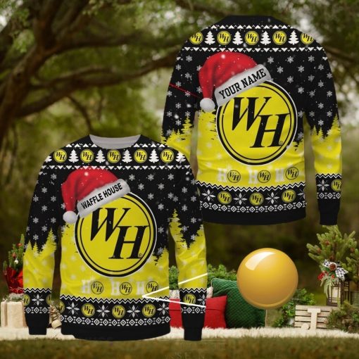 Custom Name Waffle House Uniform Brand Logo Christmas Wool Sweater
