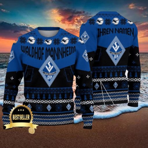 Custom Name Waldhof Mannheim Ugly Christmas Sweater New Logo Gift For Men And Women Fans