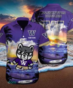 Custom Name Washington Huskies NCAA Unisex Brand AOP Hawaiian Shirt Gift For Fans