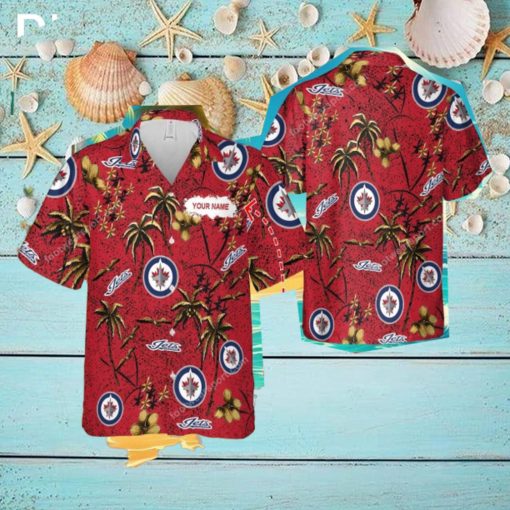 Custom Name Winnipeg Jets 3D 3D Hawaiian Shirt Gold Flower Vintage For Men And Women