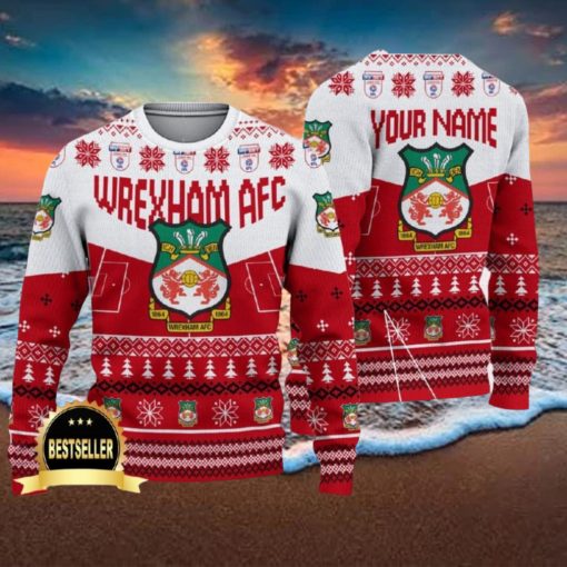 Custom Name Wrexham AFC Ugly Christmas Sweater New Logo Gift For Men And Women Fans