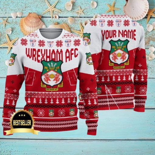 Custom Name Wrexham AFC Ugly Christmas Sweater New Logo Gift For Men And Women Fans