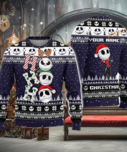 Custom Name with Ho Ho Ho Jack Skellington Ugly Christmas Sweater