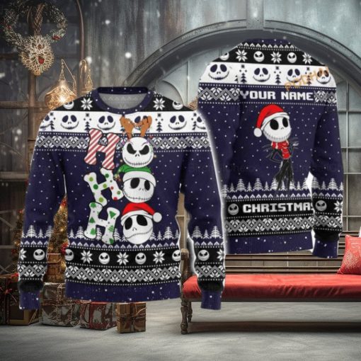 Custom Name with Ho Ho Ho Jack Skellington Ugly Christmas Sweater