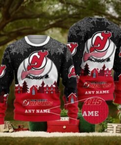Custom New Jersey Devils Ugly Sweater, Personalized NHL Christmas Apparel