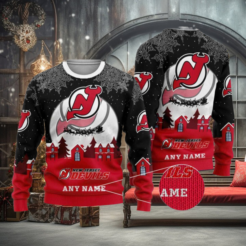 Custom New Jersey Devils Ugly Sweater, Personalized NHL Christmas Apparel Custom New Jersey Devils Ugly Sweater, Personalized NHL Christmas Apparel