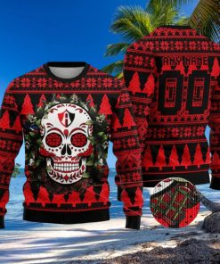 Custom Number And Name LIGA MX Atlas F.C Special Sugar Skull Christmas Ugly Sweater Gift For Men And Women