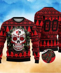 Custom Number And Name LIGA MX Atlas F.C Special Sugar Skull Christmas Ugly Sweater Gift For Men And Women