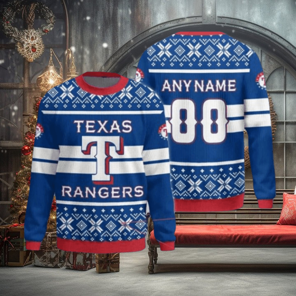 Custom Number And Name New Release Texas Rangers MLB Christmas Ugly Sweater Custom Number And Name New Release Texas Rangers MLB Christmas Ugly Sweater
