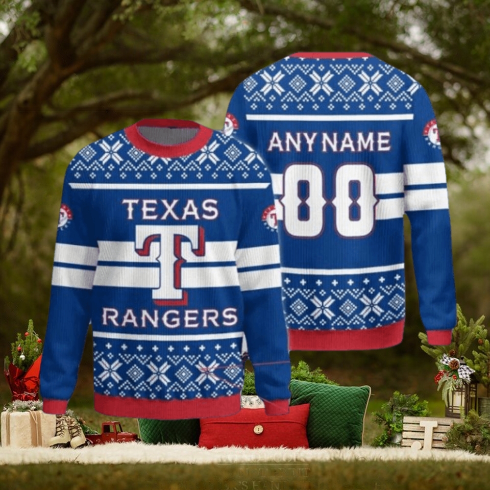 Custom Number And Name New Release Texas Rangers MLB Christmas Ugly Sweater Custom Number And Name New Release Texas Rangers MLB Christmas Ugly Sweater