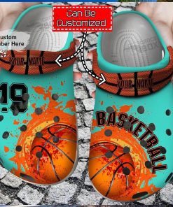 Custom Number Basketball Blue Crocs