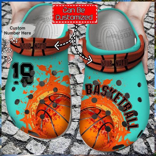 Custom Number Basketball Blue Crocs