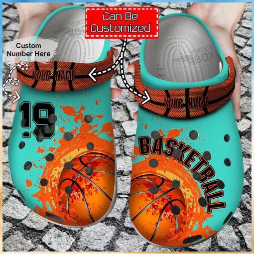 Custom Number Basketball Blue Crocs