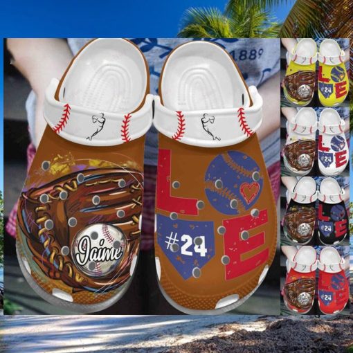 Custom Number Colorful Baseball Home Plate Clogs Shoes