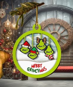 Custom Ornament Engraved Names Christmas 2022 Grinch Wood Family Decoration Usa