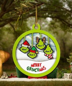 Custom Ornament Engraved Names Christmas 2022 Grinch Wood Family Decoration Usa