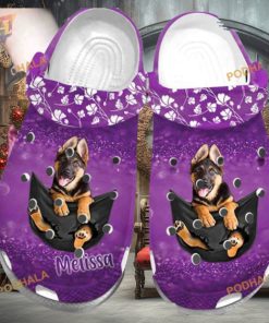 Custom Photo And Name Of Dog Purple Clogs Shoes for Dog Owners