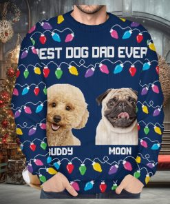 Custom Photo Feliz Navidog Lights Christmas Gift For Dog Lovers, Cat Lovers Personalized Unisex Ugly Sweater