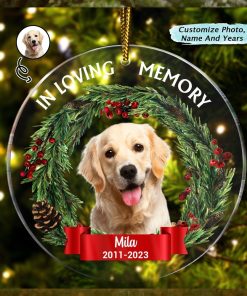 Custom Photo In Loving Memory Dog Cat Ornament