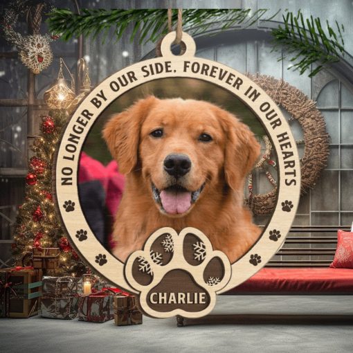 Custom Photo No Longer By Our Side, Forever In Our Hearts   Memorial Personalized Custom Ornament