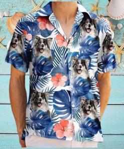 Custom Photo Tropical Leaves Funny Family Pet Face   Personalized Hawaiian Shirt