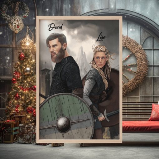 Custom Viking Show Canvas Poster Fighting Couple