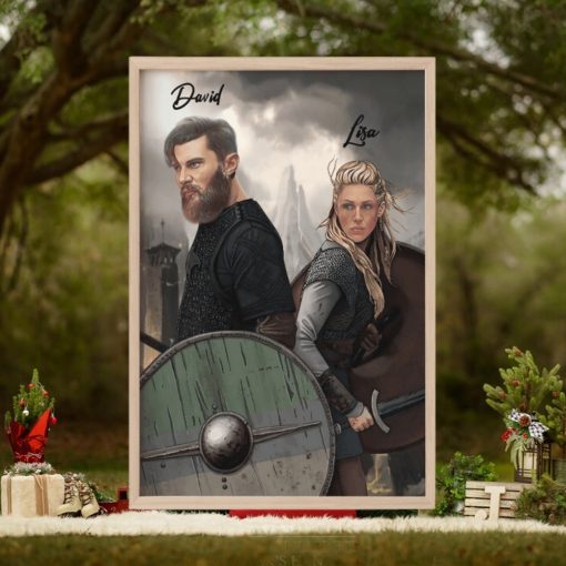 Custom Viking Show Canvas Poster Fighting Couple