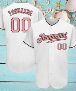 Custom White Medium Pink Black Authentic Baseball Jersey