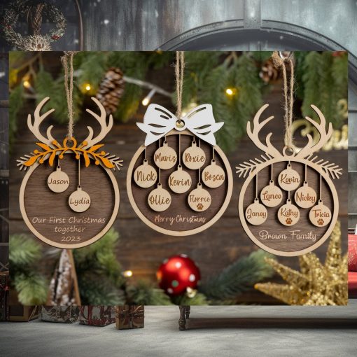 Custom Wooden Family Christmas Ornament Personalized Christmas Ornament Family Name 1 10 Lase Engraved Christmas Ornament Christmas Decor