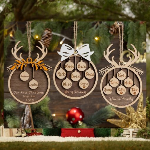 Custom Wooden Family Christmas Ornament Personalized Christmas Ornament Family Name 1 10 Lase Engraved Christmas Ornament Christmas Decor