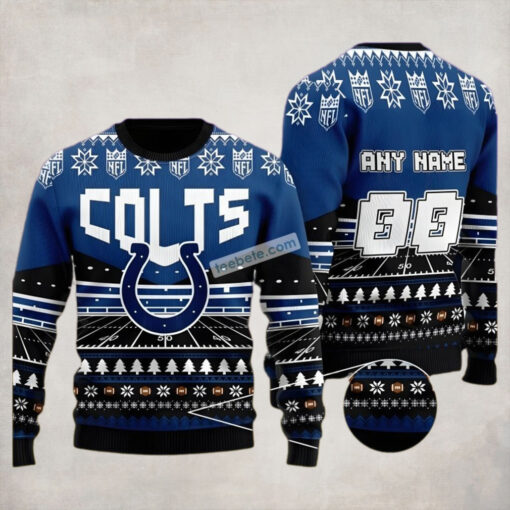 Custome Name With Indianapolis Colts Blue Ugly Xmas Sweater Party