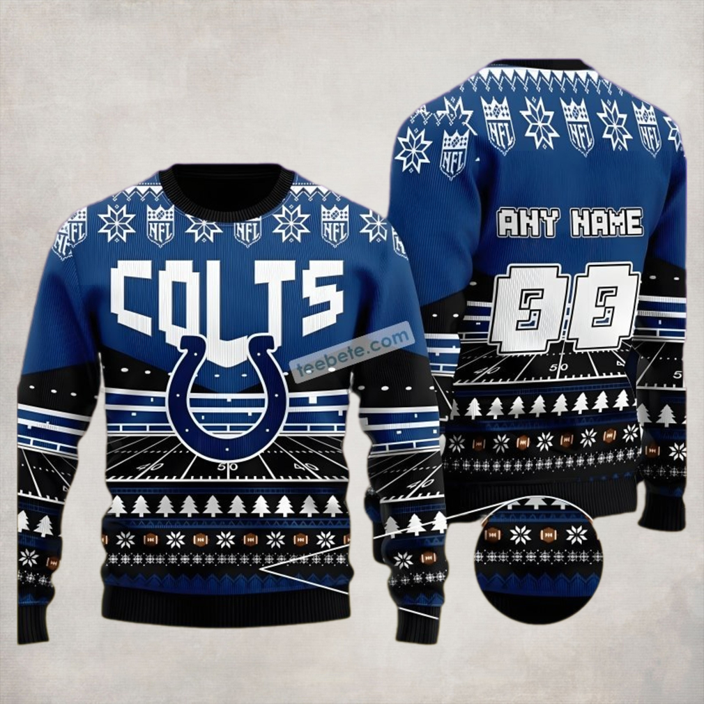 Custome Name With Indianapolis Colts Blue Ugly Xmas Sweater Party Custome Name With Indianapolis Colts Blue Ugly Xmas Sweater Party