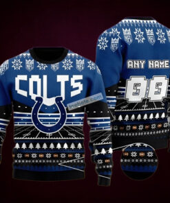Custome Name With Indianapolis Colts Blue Ugly Xmas Sweater Party