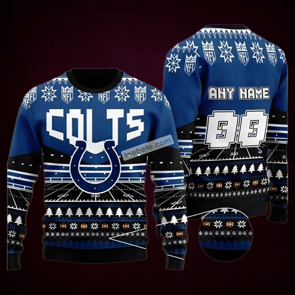 Custome Name With Indianapolis Colts Blue Ugly Xmas Sweater Party Custome Name With Indianapolis Colts Blue Ugly Xmas Sweater Party