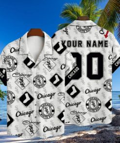 Customizable Chicago White Sox Hawaiian Shirt With Monochrome Logo Pattern