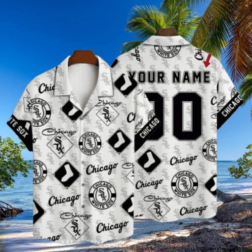 Customizable Chicago White Sox Hawaiian Shirt With Monochrome Logo Pattern
