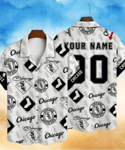 Customizable Chicago White Sox Hawaiian Shirt With Monochrome Logo Pattern
