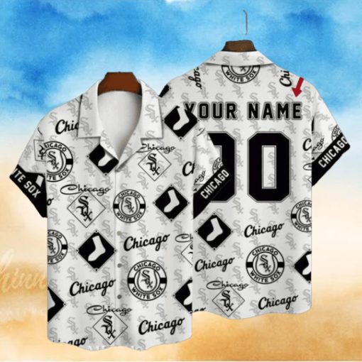 Customizable Chicago White Sox Hawaiian Shirt With Monochrome Logo Pattern
