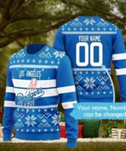 Customizable Name Dodgers Blue Christmas Sweater