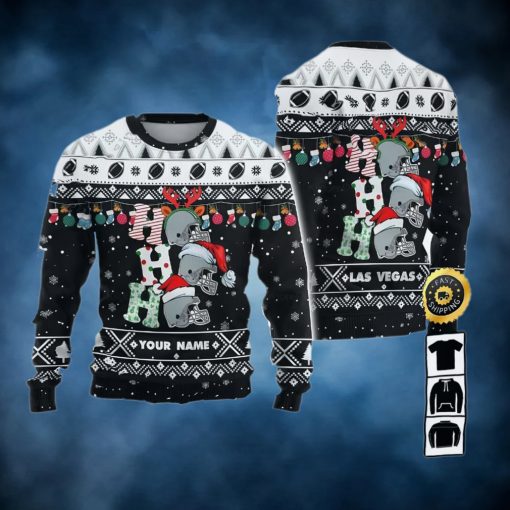 Customized Las Vegas Raiders Ugly Christmas Sweater, Faux Wool Sweater, National Football League, Gifts For Fans Football Nfl, Football 3D Ugly Sweater, Merry Xmas – Prinvity
