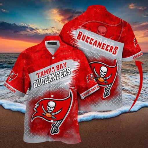 Customized NFL Tampa Bay Buccaneers Hawaiian Shirt Metal Pattern Aloha Shirt