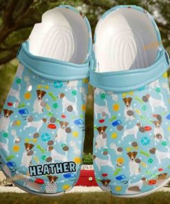 Customized Name Jack Russell Bone Pattern Puppy Crocs for Fans