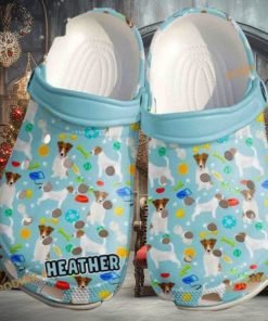 Customized Name Jack Russell Bone Pattern Puppy Crocs for Fans